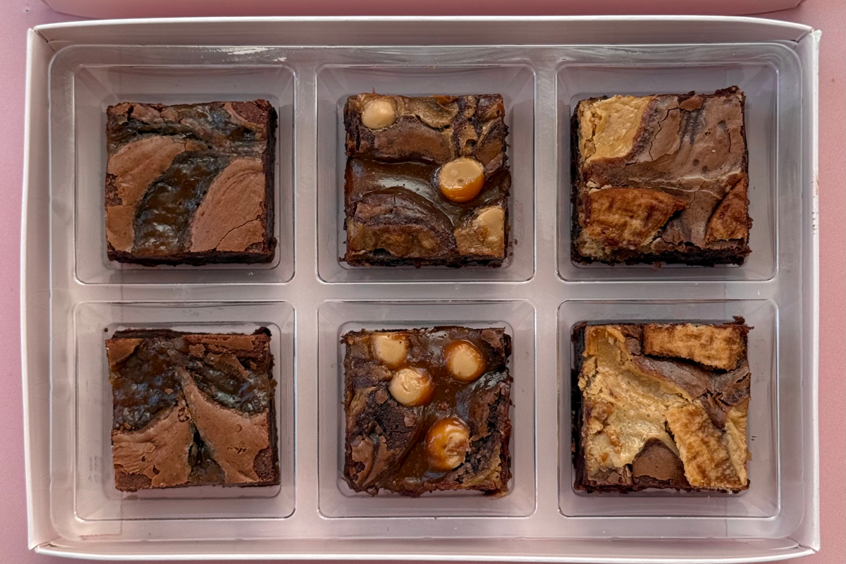 Box of six September mix brownies in a Browniegod gift box
