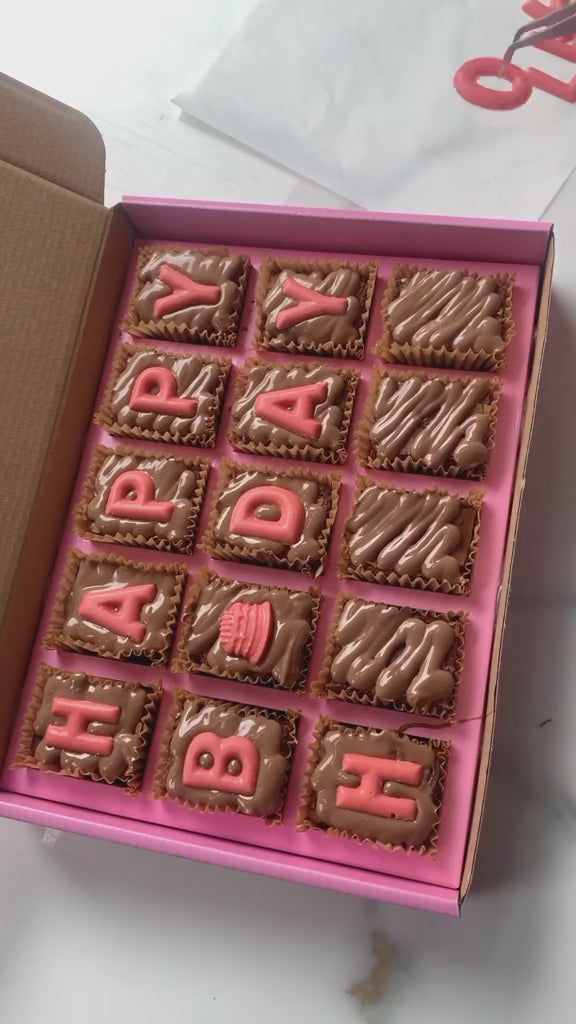 Decorating early custom brownies