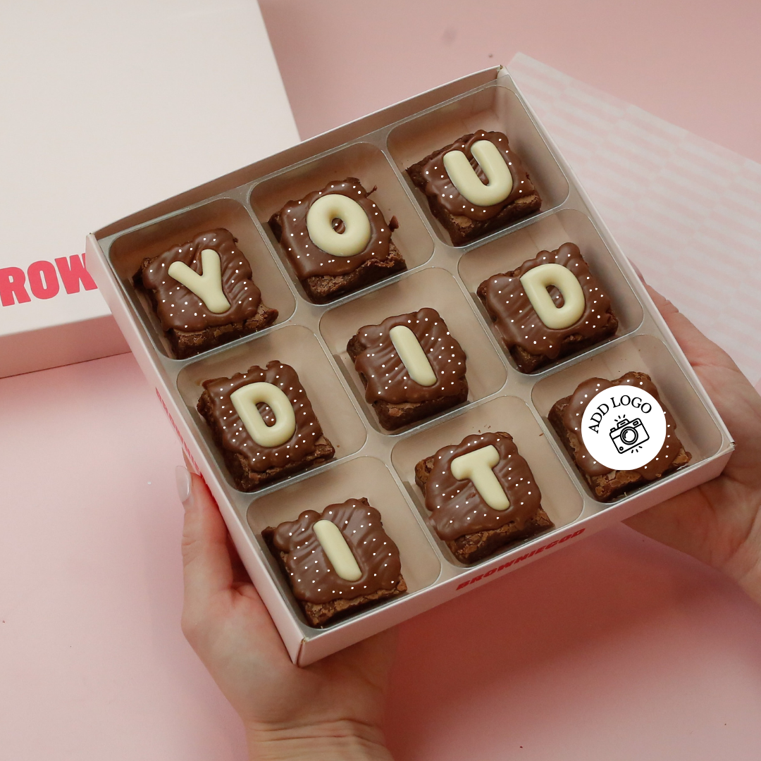 ADD MESSAGE & LOGO BROWNIES - BOX OF 9 (REACHDESK)