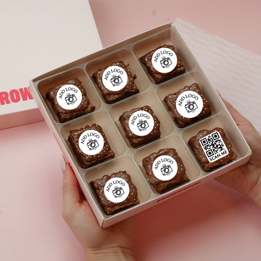 SCANNABLE QR CODE & LOGO BROWNIES - BOX OF 9 (REACHDESK)