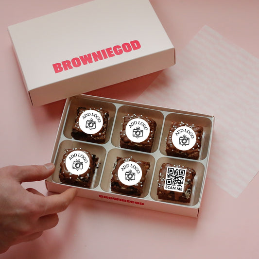 SCANNABLE QR CODE & LOGO BROWNIES - BOX OF 6 (REACHDESK)