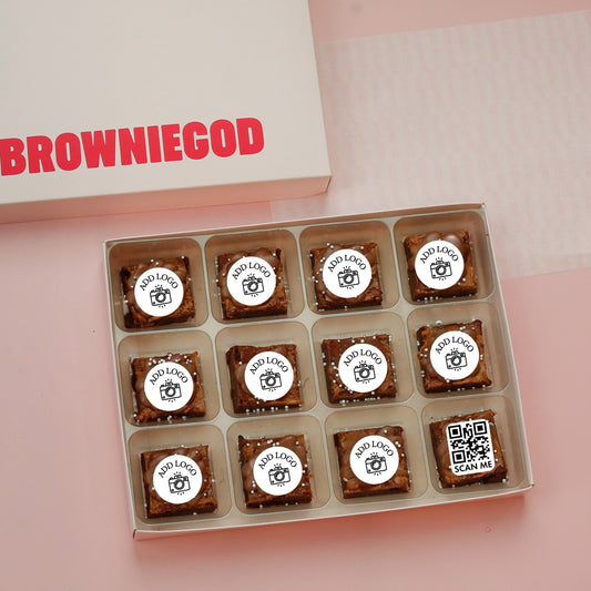 SCANNABLE QR CODE & LOGO BROWNIES - BOX OF 12 (REACHDESK)