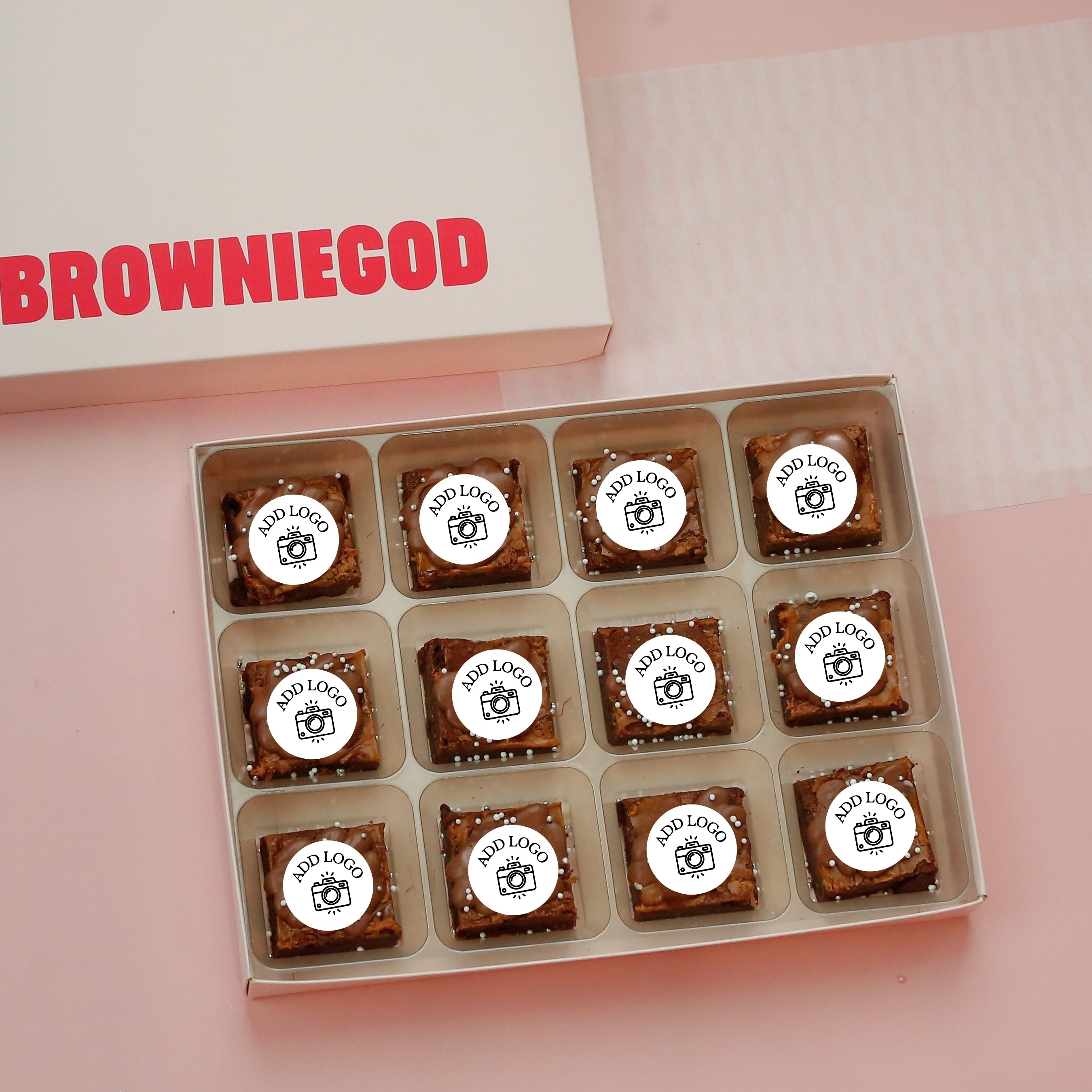 PERSONALISED LOGO BROWNIES - BOX OF 12 (REACHDESK)