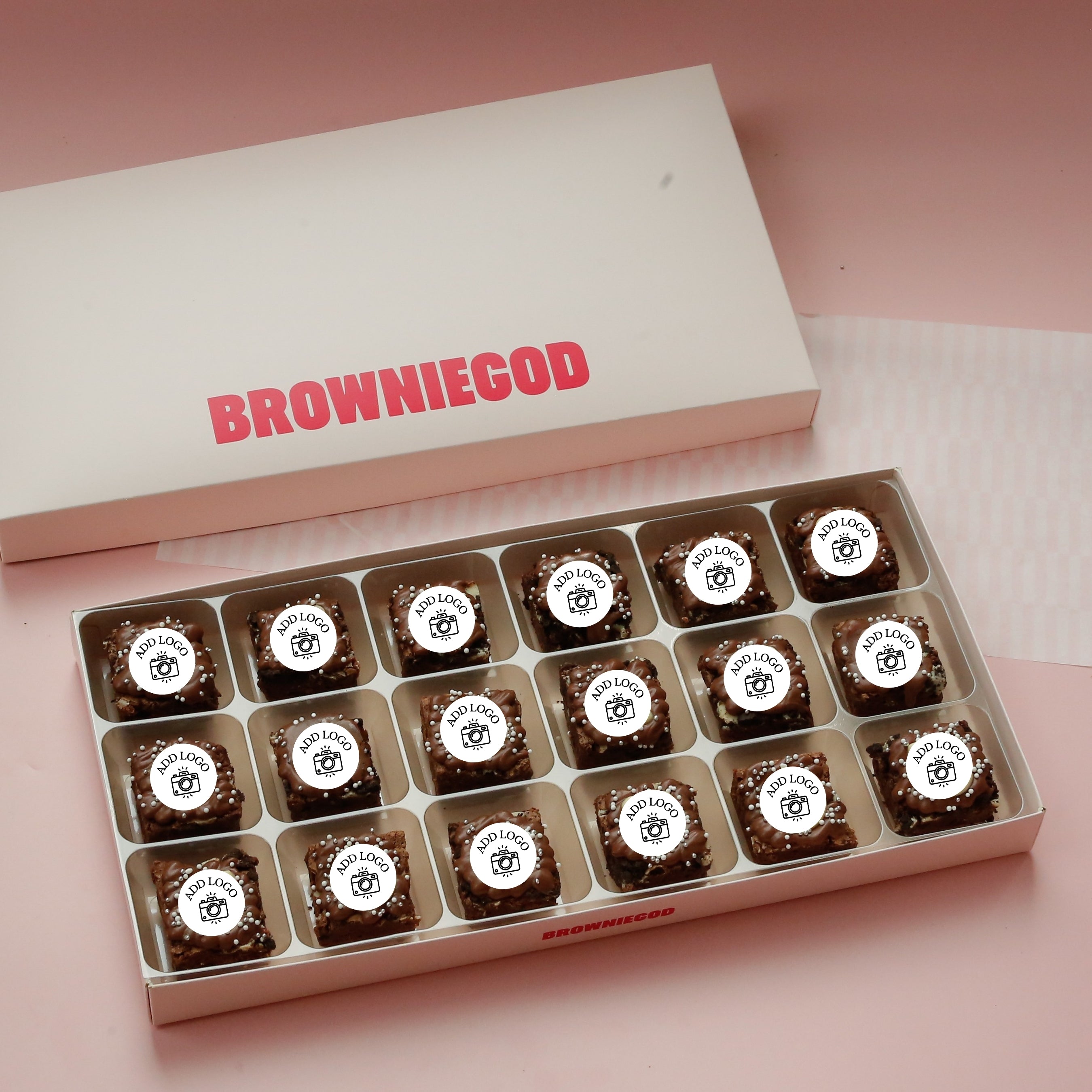 PERSONALISED LOGO BROWNIES - BOX OF 18 (REACHDESK)